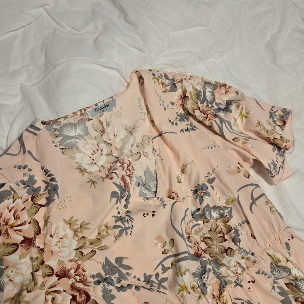 New Look Floral Dress - Soft Pink and Cream